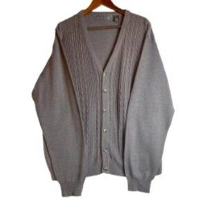 OSCAR DE LA RENTA MEN'S VTG GRAY COTTON BLEND KNIT CARDIGAN BUTTON-FRONT XXL